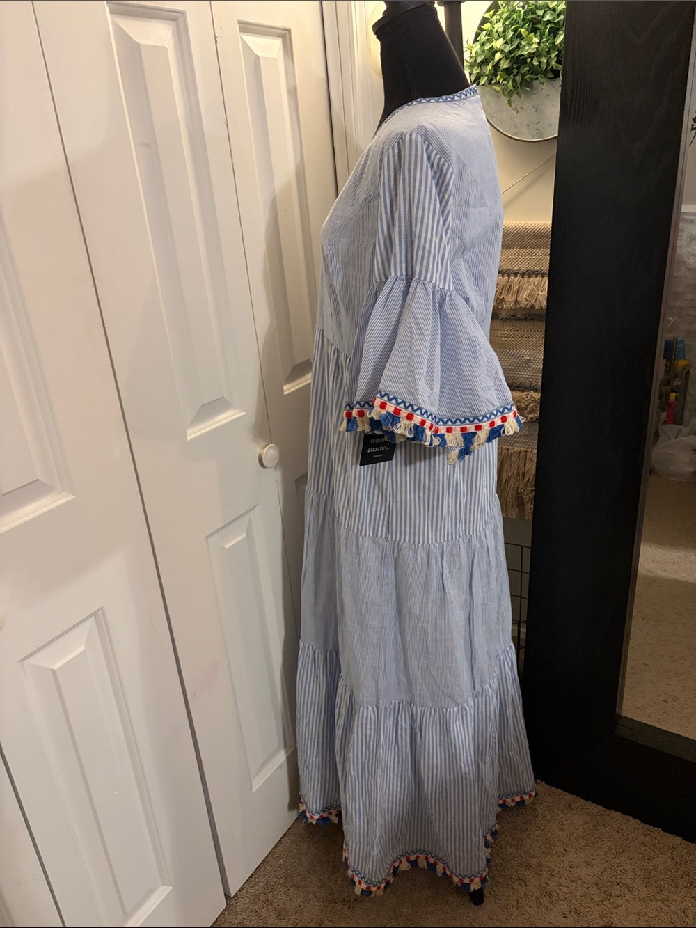 Tuckernuck Chambray Stripe Fringe Ginger Maxi Dress - Picture 3 of 9